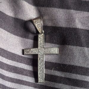 Silver Cross Pendant with Crystals